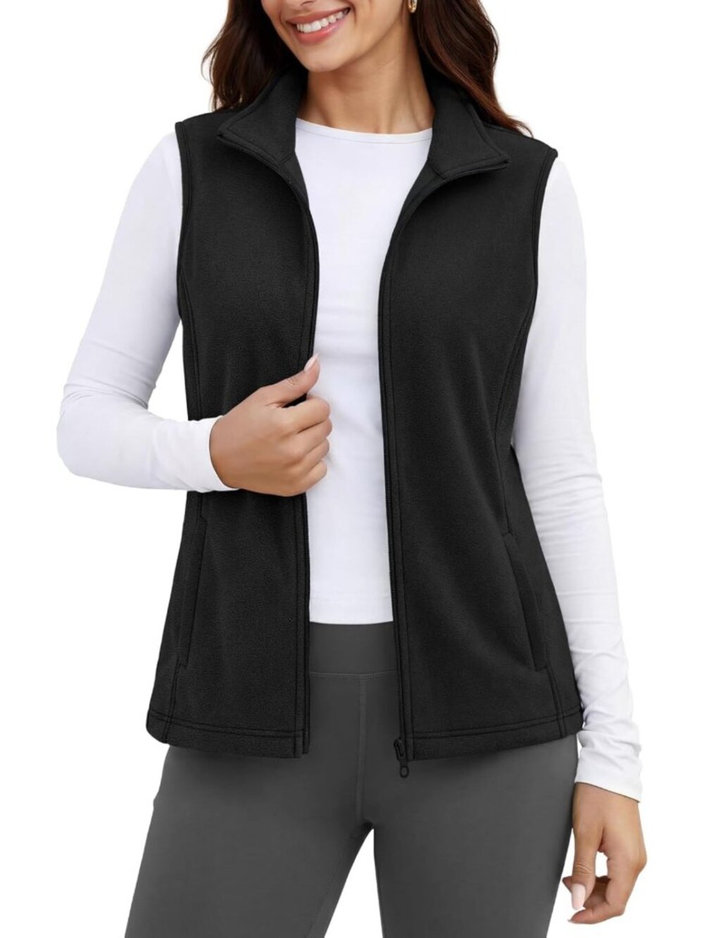 Cozy Lightweight Fleece Vest for Women | Sleeveless Zip Jacket with Pockets